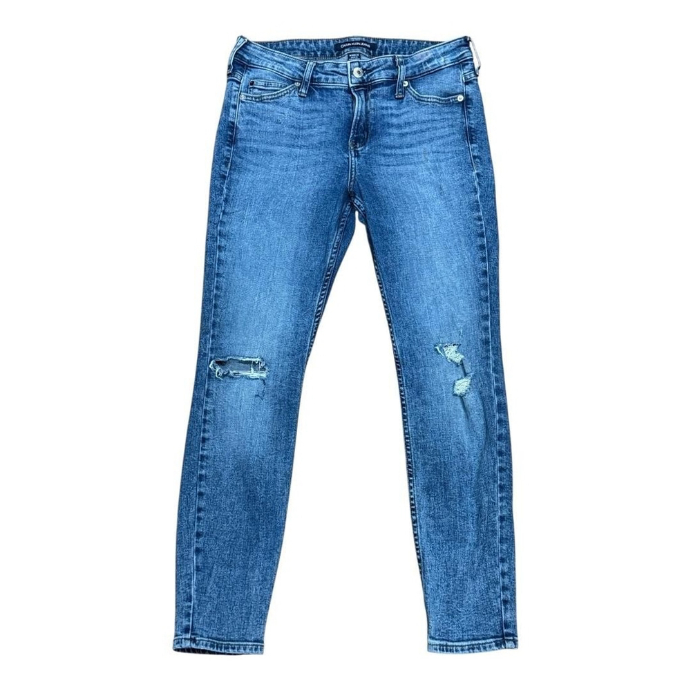Calvin Klein Jeans Womens 29x28 Distressed Skinny Stretch Denim Pants Ripped
